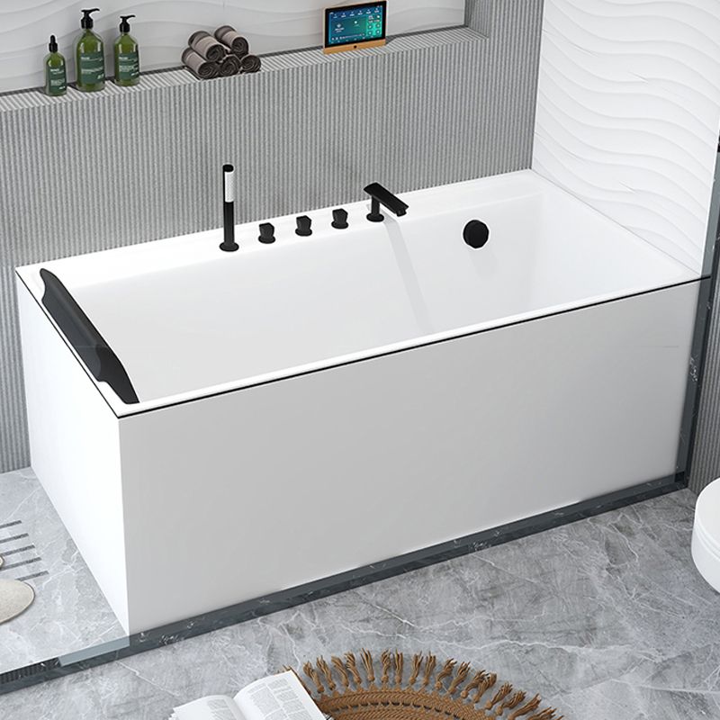 Modern Acrylic White Bathtub Rectangle Back to Wall with Drain Bath Tub Clearhalo 'Bathroom Remodel & Bathroom Fixtures' 'Bathtubs' 'Home Improvement' 'home_improvement' 'home_improvement_bathtubs' 'Showers & Bathtubs' 1200x1200_b2482e3b-5db8-4731-bc3c-28a99faaf801