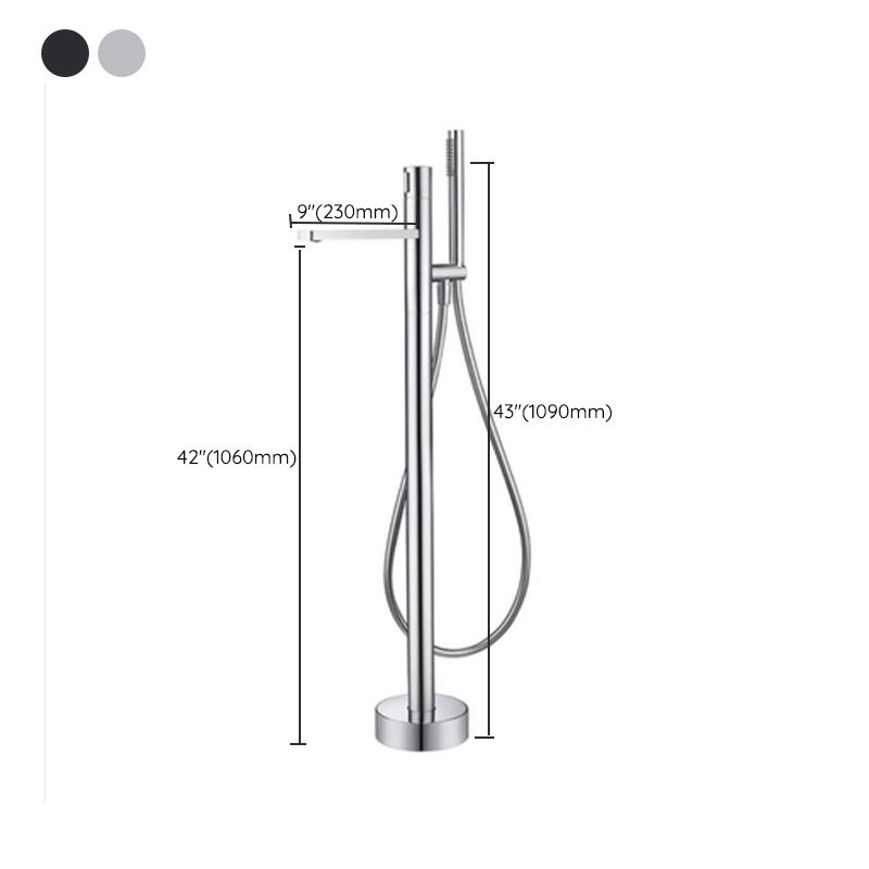 Floor Mounted Metal Freestanding Tub Filler Swivel Nickel Freestanding Faucet Clearhalo 'Bathroom Remodel & Bathroom Fixtures' 'Bathtub Faucets' 'bathtub_faucets' 'Home Improvement' 'home_improvement' 'home_improvement_bathtub_faucets' 1200x1200_b265e7fa-365f-4453-a90c-45619bdf1633