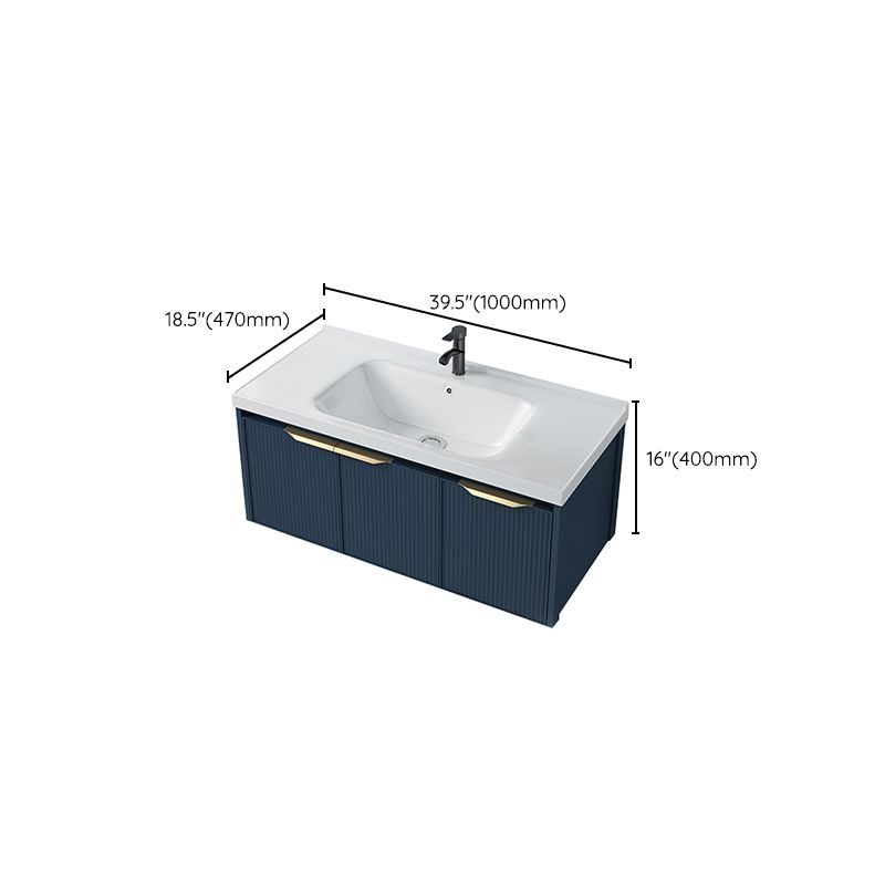 Metal Frame Vanity Wall Mount Blue Single Sink 2 Doors Mirror Bath Vanity with Faucet Clearhalo 'Bathroom Remodel & Bathroom Fixtures' 'Bathroom Vanities' 'bathroom_vanities' 'Home Improvement' 'home_improvement' 'home_improvement_bathroom_vanities' 1200x1200_b2764d8e-98b7-4cd2-8b74-572a94f93c54