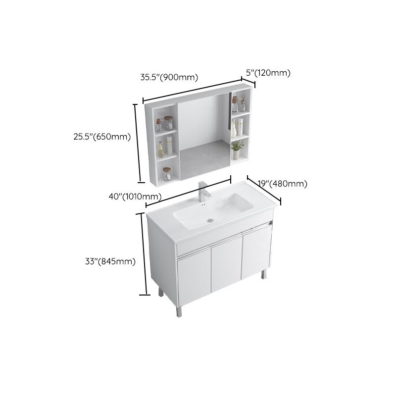 Modern Bath Vanity Single White Metal Base Rectangular Sink Vanity Clearhalo 'Bathroom Remodel & Bathroom Fixtures' 'Bathroom Vanities' 'bathroom_vanities' 'Home Improvement' 'home_improvement' 'home_improvement_bathroom_vanities' 1200x1200_b2794a51-a4f8-4c2d-97fc-d84ba0834001