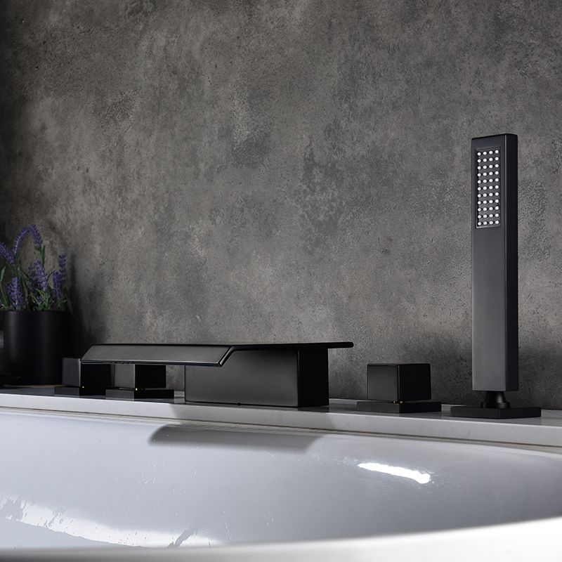 Modern Bathroom Faucet Low Arc Pure Color Wall Mounted Bathroom Sink Fauce Clearhalo 'Bathroom Remodel & Bathroom Fixtures' 'Bathtub Faucets' 'bathtub_faucets' 'Home Improvement' 'home_improvement' 'home_improvement_bathtub_faucets' 1200x1200_b2b2fd7d-84df-40a3-98c8-75f669b71f5b