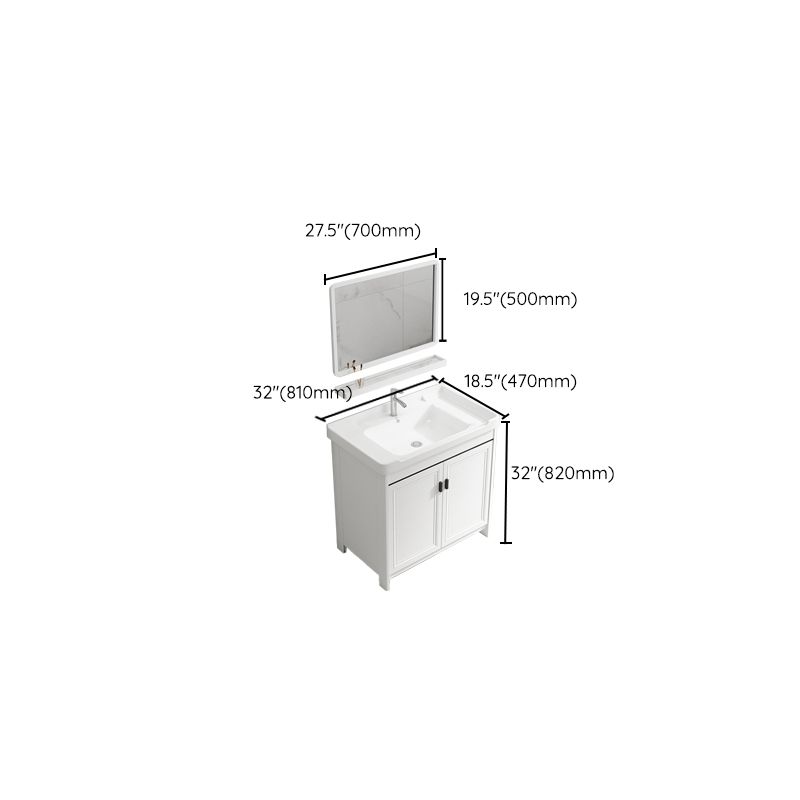 Modern Rectangular Bath Vanity White Ceramic Single Freestanding Sink Vanity Clearhalo 'Bathroom Remodel & Bathroom Fixtures' 'Bathroom Vanities' 'bathroom_vanities' 'Home Improvement' 'home_improvement' 'home_improvement_bathroom_vanities' 1200x1200_b2e7bdf6-3b4a-4087-bfd7-d7fba8b019ed