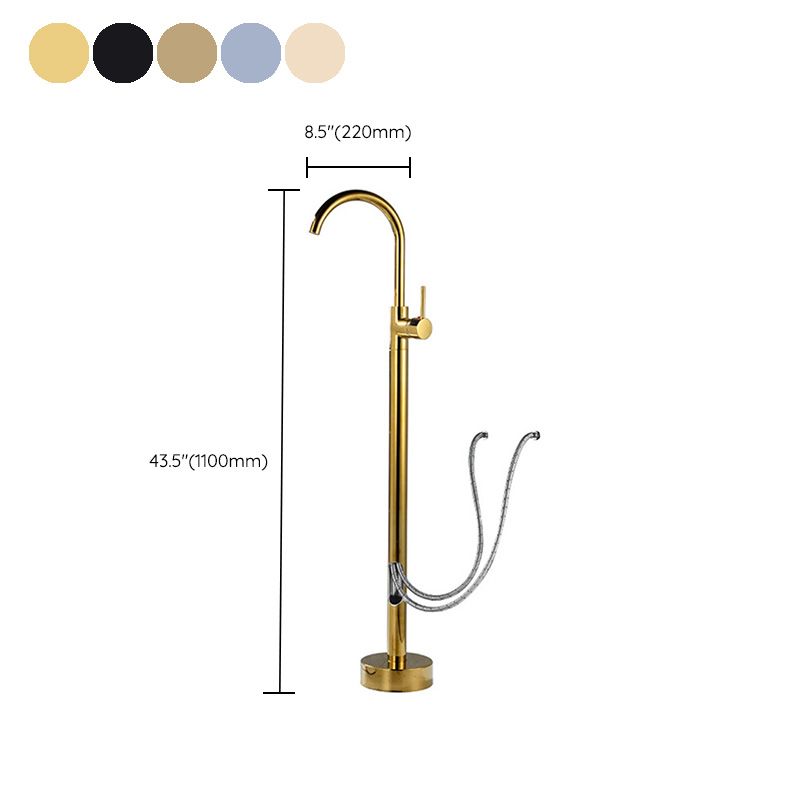 Modern 1-Handle Freestanding Faucet Floor Mounted Freestanding Bathtub Faucet Clearhalo 'Bathroom Remodel & Bathroom Fixtures' 'Bathtub Faucets' 'bathtub_faucets' 'Home Improvement' 'home_improvement' 'home_improvement_bathtub_faucets' 1200x1200_b31b8cb7-eff9-424b-984b-41af104d4d34