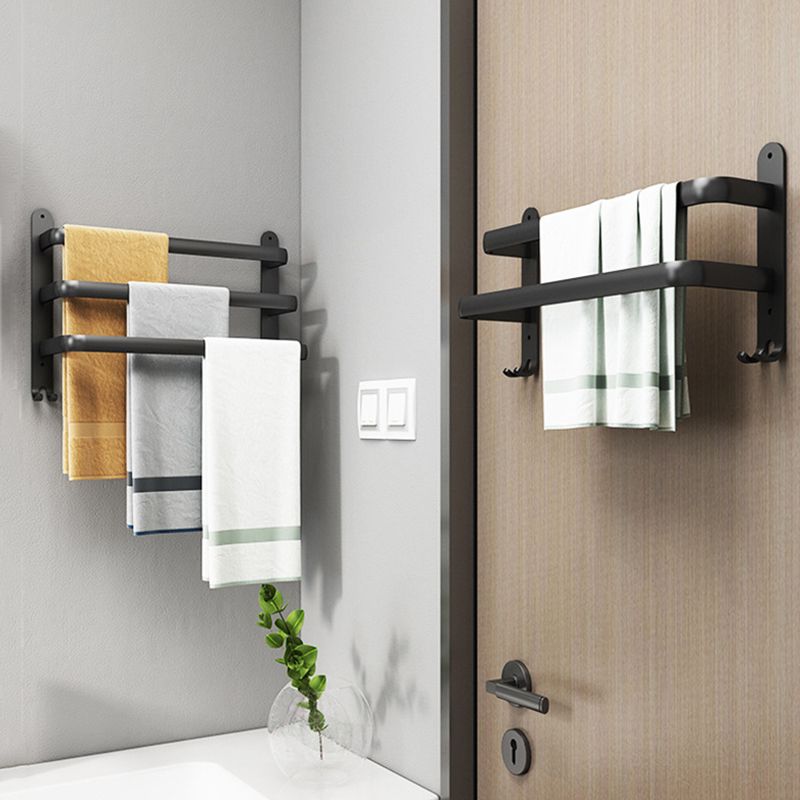 Modern Black Aluminum Bath Hardware Set Towel Bar Bathroom Hardware Clearhalo 'Bathroom Hardware Sets' 'Bathroom Hardware' 'Bathroom Remodel & Bathroom Fixtures' 'bathroom_hardware_sets' 'Home Improvement' 'home_improvement' 'home_improvement_bathroom_hardware_sets' 1200x1200_b31e4f7c-6d9c-4ae4-9d54-72292a33545c