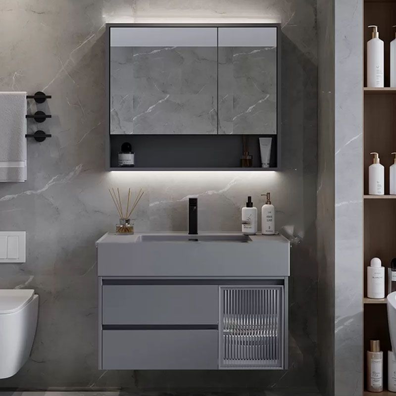 Grey Wall Mounted Standard Modern Single-Sink Open Console with Sink Set Clearhalo 'Bathroom Remodel & Bathroom Fixtures' 'Bathroom Vanities' 'bathroom_vanities' 'Home Improvement' 'home_improvement' 'home_improvement_bathroom_vanities' 1200x1200_b353bcb4-5561-41a6-8491-53331c300f28