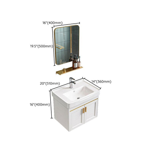 Glam Single Sink Bath Vanity Wall Mount White Metal Base Sink Vanity Clearhalo 'Bathroom Remodel & Bathroom Fixtures' 'Bathroom Vanities' 'bathroom_vanities' 'Home Improvement' 'home_improvement' 'home_improvement_bathroom_vanities' 1200x1200_b3542b58-b2ae-4b0b-abe5-05dca727efc5