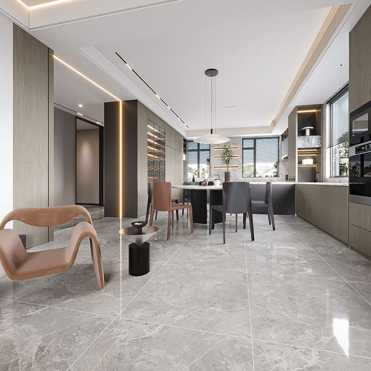 Grey Tone Marbling Singular Tile Polished Non-slip Floor Tile Clearhalo 'Floor Tiles & Wall Tiles' 'floor_tiles_wall_tiles' 'Flooring 'Home Improvement' 'home_improvement' 'home_improvement_floor_tiles_wall_tiles' Walls and Ceiling' 1200x1200_b35fd83f-54db-42d2-99d3-4c7567a5b208