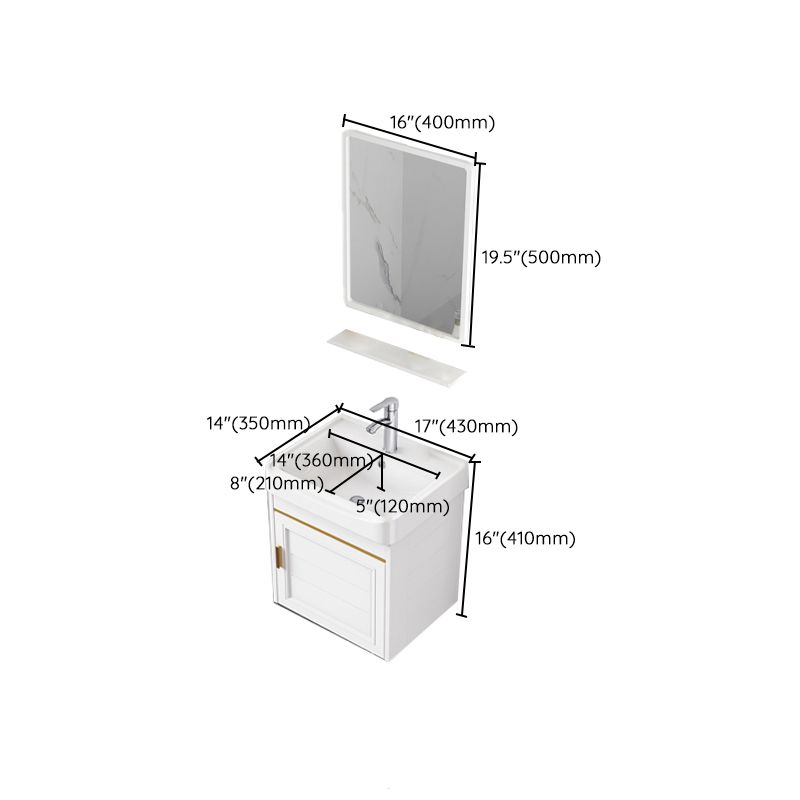 2 Doors Bath Vanity White Mirror Rectangular Single Sink Wall-Mounted Bathroom Vanity Clearhalo 'Bathroom Remodel & Bathroom Fixtures' 'Bathroom Vanities' 'bathroom_vanities' 'Home Improvement' 'home_improvement' 'home_improvement_bathroom_vanities' 1200x1200_b36a8953-e7d8-4764-98e3-ec8a3ca080c7