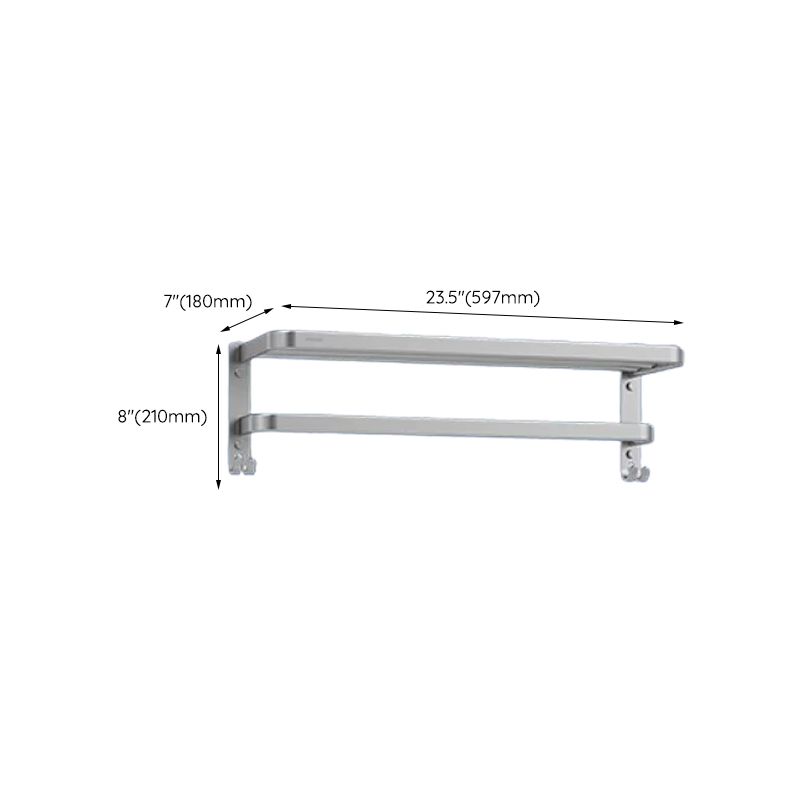 Contemporary Bathroom Accessory Set in Aluminum with Towel Bar/Bath Shelf Clearhalo 'Bathroom Hardware Sets' 'Bathroom Hardware' 'Bathroom Remodel & Bathroom Fixtures' 'bathroom_hardware_sets' 'Home Improvement' 'home_improvement' 'home_improvement_bathroom_hardware_sets' 1200x1200_b36b47ad-a7b1-49da-b6de-ae3a9ef12bd5