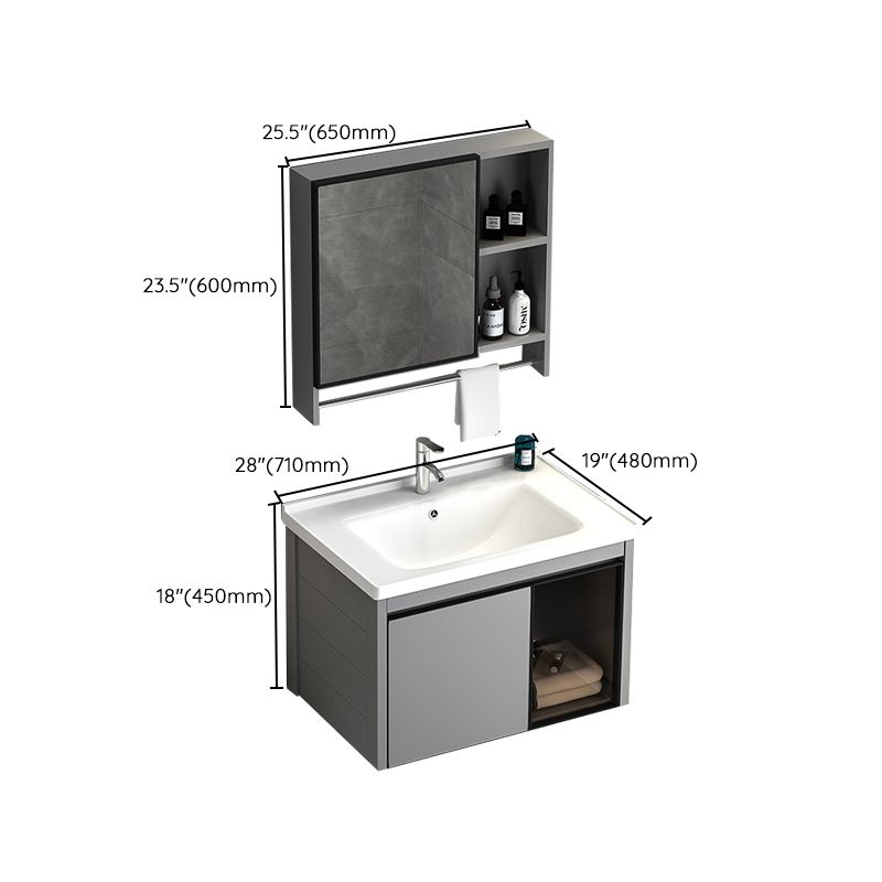 Single Bathroom Vanity Modern Gray Metal Base Wall Mount Rectangular Vanity Set Clearhalo 'Bathroom Remodel & Bathroom Fixtures' 'Bathroom Vanities' 'bathroom_vanities' 'Home Improvement' 'home_improvement' 'home_improvement_bathroom_vanities' 1200x1200_b36f5e75-e8b0-494f-aa26-0439fe6f401a