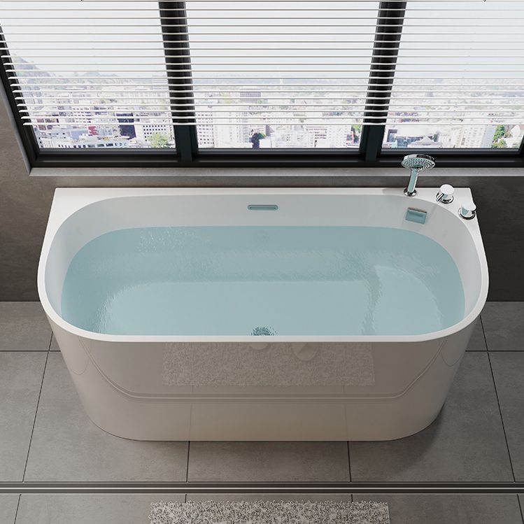 Corner Acrylic Soaking Bathtub Antique Finish Back to Wall Bath Tub Clearhalo 'Bathroom Remodel & Bathroom Fixtures' 'Bathtubs' 'Home Improvement' 'home_improvement' 'home_improvement_bathtubs' 'Showers & Bathtubs' 1200x1200_b379b1fa-52ba-428a-ad64-59ef653ef47a