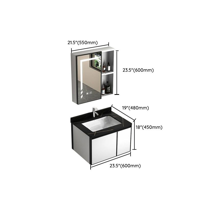 Modern Vanity Set Metal Frame Wall-Mounted with Soft Close Door Clearhalo 'Bathroom Remodel & Bathroom Fixtures' 'Bathroom Vanities' 'bathroom_vanities' 'Home Improvement' 'home_improvement' 'home_improvement_bathroom_vanities' 1200x1200_b3e98734-765c-4a3f-88eb-7ea2d77dcd9e