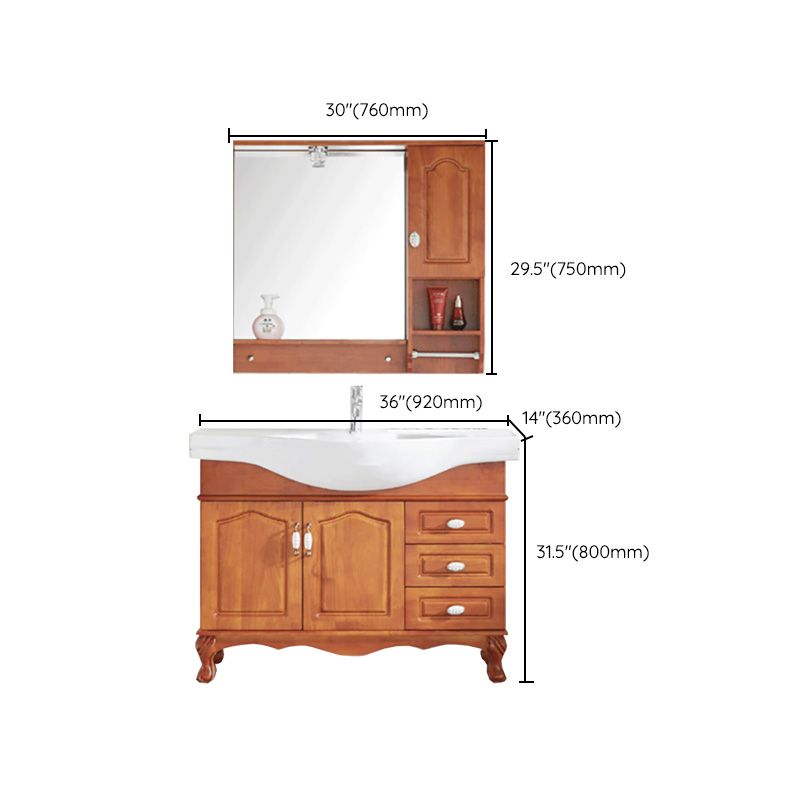 Traditional Wood Sink Vanity Freestanding Bathroom Sink Vanity with Mirror Clearhalo 'Bathroom Remodel & Bathroom Fixtures' 'Bathroom Vanities' 'bathroom_vanities' 'Home Improvement' 'home_improvement' 'home_improvement_bathroom_vanities' 1200x1200_b41f9276-61b8-420e-95ae-1188d67803f3