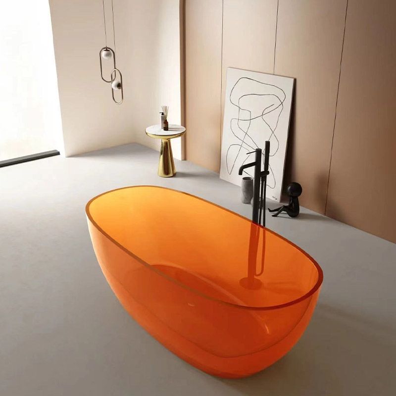 Modern Ellipse Bathtub Acrylic Freestand Soaking Bathtub with Drain Bath Tub Clearhalo 'Bathroom Remodel & Bathroom Fixtures' 'Bathtubs' 'Home Improvement' 'home_improvement' 'home_improvement_bathtubs' 'Showers & Bathtubs' 1200x1200_b444a059-0844-4c23-a441-9624a90495bf