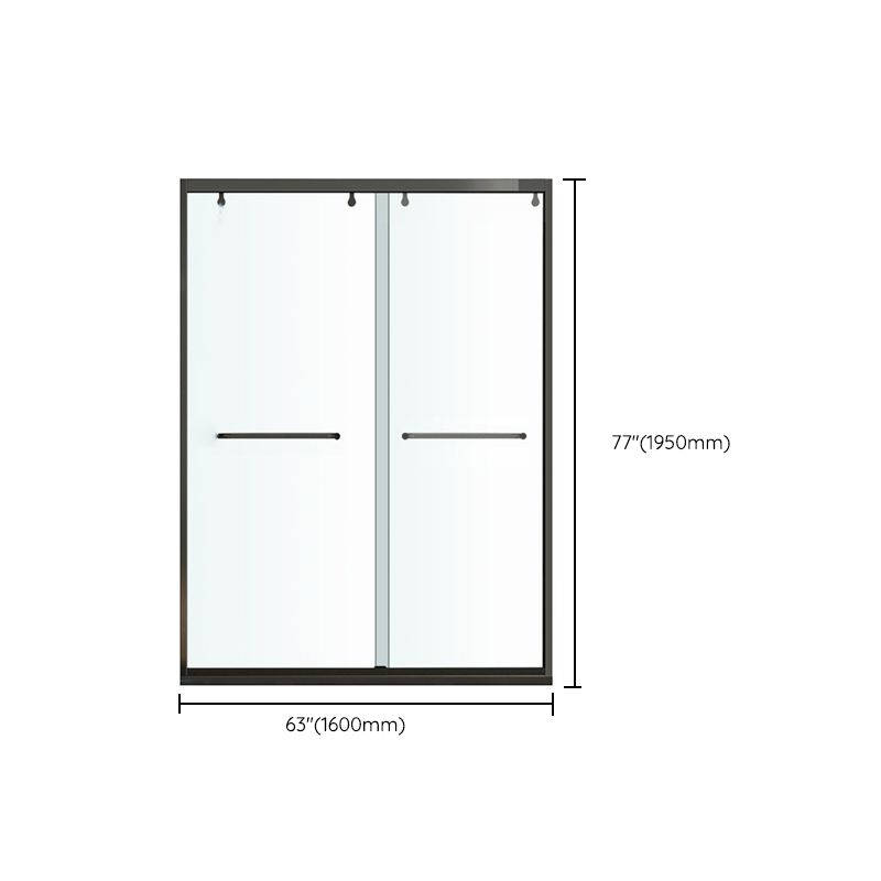 One-shaped Semi-frameless Double Sliding Shower Door, Bathroom Tempered Glass Door Clearhalo 'Bathroom Remodel & Bathroom Fixtures' 'Home Improvement' 'home_improvement' 'home_improvement_shower_tub_doors' 'Shower and Tub Doors' 'shower_tub_doors' 'Showers & Bathtubs' 1200x1200_b4472a70-243f-45c8-b235-02c65af3391d