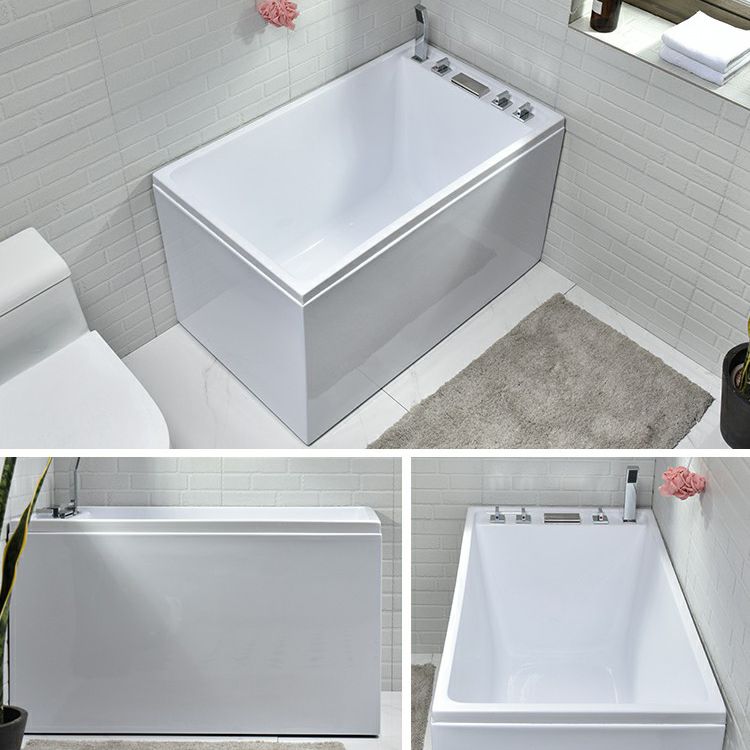 Modern Rectangle Bathtub with Drain White Acrylic Soaking Tub Clearhalo 'Bathroom Remodel & Bathroom Fixtures' 'Bathtubs' 'Home Improvement' 'home_improvement' 'home_improvement_bathtubs' 'Showers & Bathtubs' 1200x1200_b4b3333b-5dae-407d-b87d-ae7cf182c63d