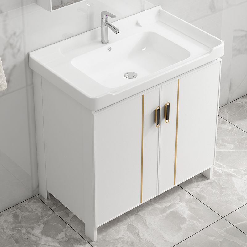 Modern Bathroom Vanity White Metal Frame Single-Sink Wall Mount Vanity Set Clearhalo 'Bathroom Remodel & Bathroom Fixtures' 'Bathroom Vanities' 'bathroom_vanities' 'Home Improvement' 'home_improvement' 'home_improvement_bathroom_vanities' 1200x1200_b4c1867e-c069-45df-9f40-9cd1a9214e75