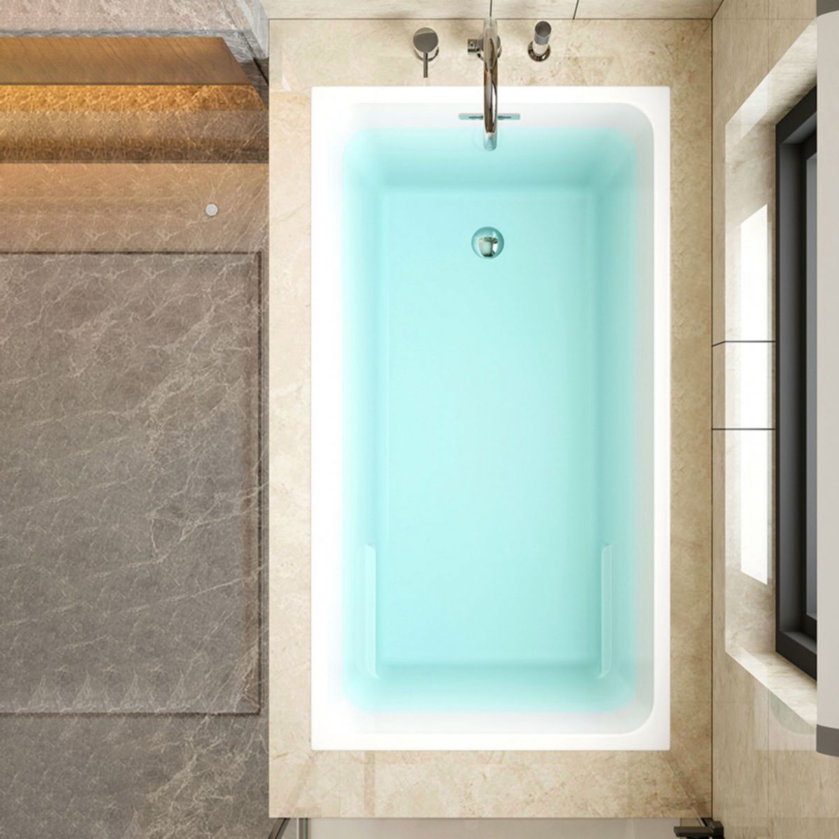 Rectangular Drop-in Acrylic Bathtub White Modern Back to Wall Bathtub (Board not Included) Clearhalo 'Bathroom Remodel & Bathroom Fixtures' 'Bathtubs' 'Home Improvement' 'home_improvement' 'home_improvement_bathtubs' 'Showers & Bathtubs' 1200x1200_b4e15c39-33fc-42f8-9b46-053b08f82bb6