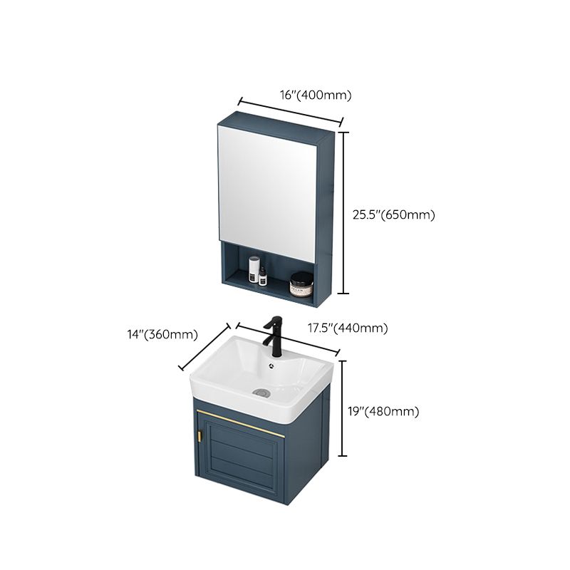 Wall Mounted Vanity Mirror Metal Frame 2 Doors Rectangular Single Sink Bath Vanity Clearhalo 'Bathroom Remodel & Bathroom Fixtures' 'Bathroom Vanities' 'bathroom_vanities' 'Home Improvement' 'home_improvement' 'home_improvement_bathroom_vanities' 1200x1200_b4f216cc-4ef4-4e60-9c93-22d7524f13ff