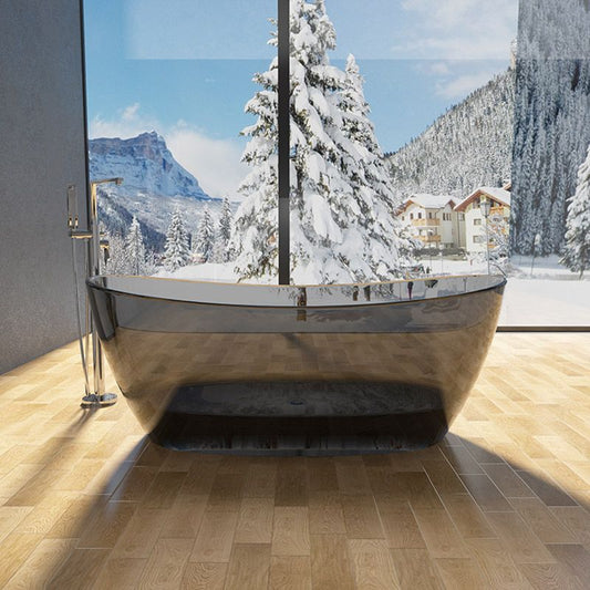 Modern Ellipse Bathtub Acrylic Freestand Soaking Bathtub with Drain Bath Tub Clearhalo 'Bathroom Remodel & Bathroom Fixtures' 'Bathtubs' 'Home Improvement' 'home_improvement' 'home_improvement_bathtubs' 'Showers & Bathtubs' 1200x1200_b54660e4-e646-4656-b415-cc4b3d61c99b