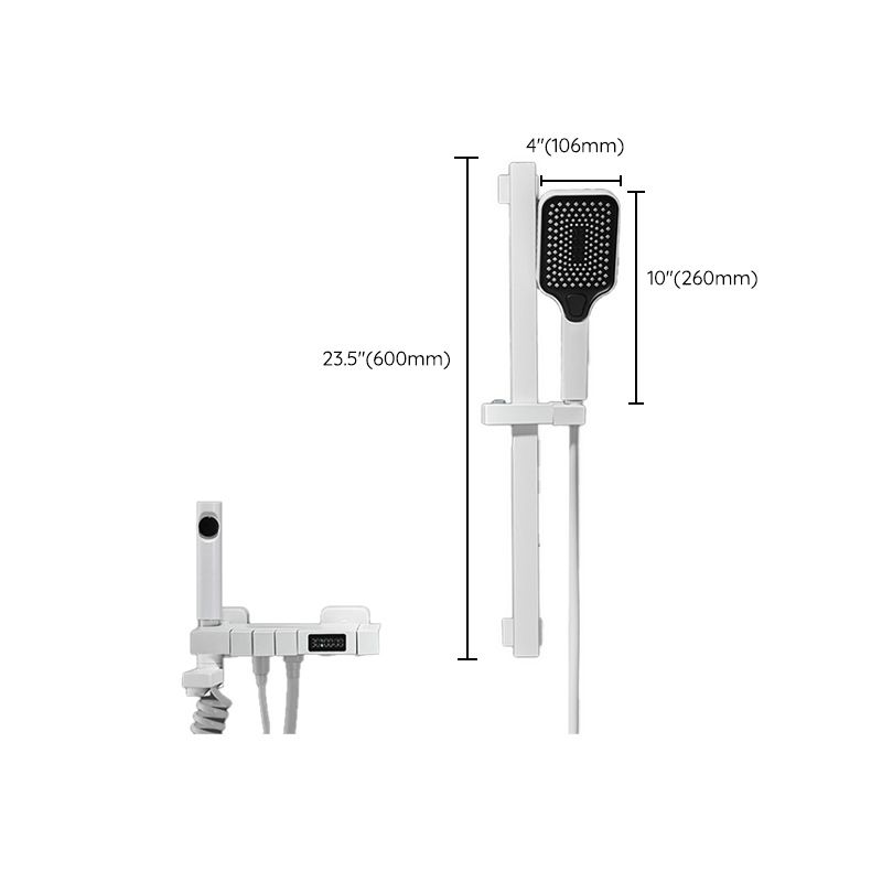 Swivel Shower System White Square Shower Hose Wall Mount Slide Bar Included Shower System Clearhalo 'Bathroom Remodel & Bathroom Fixtures' 'Home Improvement' 'home_improvement' 'home_improvement_shower_faucets' 'Shower Faucets & Systems' 'shower_faucets' 'Showers & Bathtubs Plumbing' 'Showers & Bathtubs' 1200x1200_b5617075-9882-49a2-a610-75afb32dc600