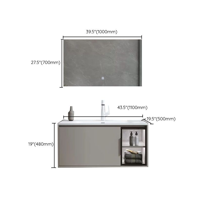 Modern Bathroom Sink Vanity Stainless Steel Wall-Mounted with Soft Close Door Clearhalo 'Bathroom Remodel & Bathroom Fixtures' 'Bathroom Vanities' 'bathroom_vanities' 'Home Improvement' 'home_improvement' 'home_improvement_bathroom_vanities' 1200x1200_b5707624-766c-4de5-935f-e97e43f80e86