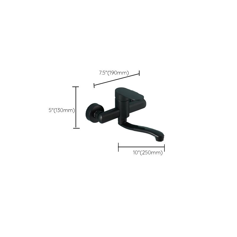 Low Arc Tub Filler Black Swivel Single Lever Handle Wall-Mounted Copper Tub Filler Clearhalo 'Bathroom Remodel & Bathroom Fixtures' 'Bathtub Faucets' 'bathtub_faucets' 'Home Improvement' 'home_improvement' 'home_improvement_bathtub_faucets' 1200x1200_b58ed6ec-f7d9-4027-a15e-abdc6dfe1cb3