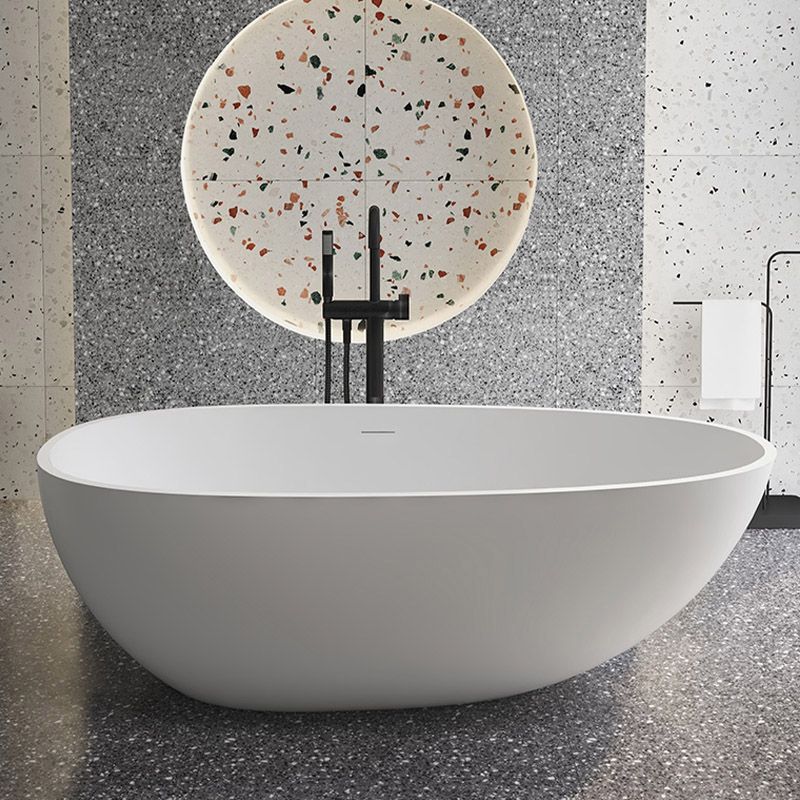 Modern Ellipse Stone Bathtub Freestand Soaking Bathtub with Drain Bath Tub Clearhalo 'Bathroom Remodel & Bathroom Fixtures' 'Bathtubs' 'Home Improvement' 'home_improvement' 'home_improvement_bathtubs' 'Showers & Bathtubs' 1200x1200_b5bd1c54-706b-487b-a7a6-d395c7c79fd0