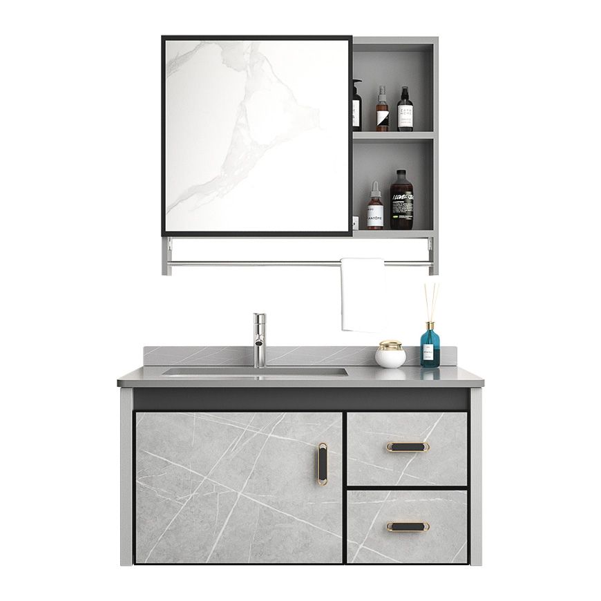 Modern Vanity Rectangular Gray Single Wall Mount Metal Vanity Set Clearhalo 'Bathroom Remodel & Bathroom Fixtures' 'Bathroom Vanities' 'bathroom_vanities' 'Home Improvement' 'home_improvement' 'home_improvement_bathroom_vanities' 1200x1200_b615d537-de87-417b-8fbf-02a1b8d50fc5