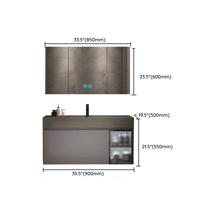 Modern Bathroom Vanity Cabinet Wall-Mounted One Drawer and Shelving Clearhalo 'Bathroom Remodel & Bathroom Fixtures' 'Bathroom Vanities' 'bathroom_vanities' 'Home Improvement' 'home_improvement' 'home_improvement_bathroom_vanities' 1200x1200_b63250c1-fd07-4cf4-a792-aef31b249bf3