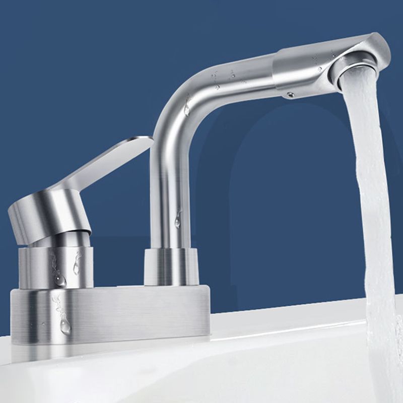 Square 1-Handle Bathroom Faucet 2 Hole Centerset Bathroom Faucet with Stainless Steel Clearhalo 'bathroom_sink_faucets' 'Conjunta de Baño y Conjunta de Grifo' 'Coronamiento de Baño y Dispositivo de Baño' 'Grifo del lavabo del baño' 'Hogar' 'home_improvement' 'home_improvement_bathroom_sink_faucets' 'Mejoras para el hogar' 1200x1200_b6369c5d-f55a-45df-8b76-2ba006067151