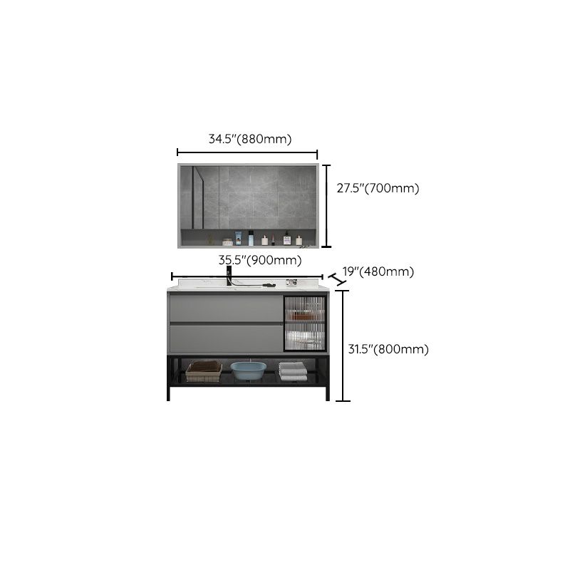 Modern Vanity Set Single Gray Rectangular Wall Mount Bath Vanity Clearhalo 'Bathroom Remodel & Bathroom Fixtures' 'Bathroom Vanities' 'bathroom_vanities' 'Home Improvement' 'home_improvement' 'home_improvement_bathroom_vanities' 1200x1200_b6594be0-f62b-4476-b1d4-5b85604b6010