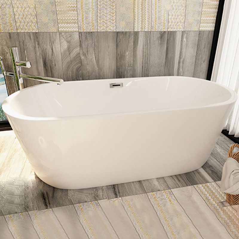 Oval Tub with Drain and Overflow Trim Modern Acrylic Soaking Bathtub Clearhalo 'Bathroom Remodel & Bathroom Fixtures' 'Bathtubs' 'Home Improvement' 'home_improvement' 'home_improvement_bathtubs' 'Showers & Bathtubs' 1200x1200_b667db7b-9233-4eed-a525-281a1e739dc2