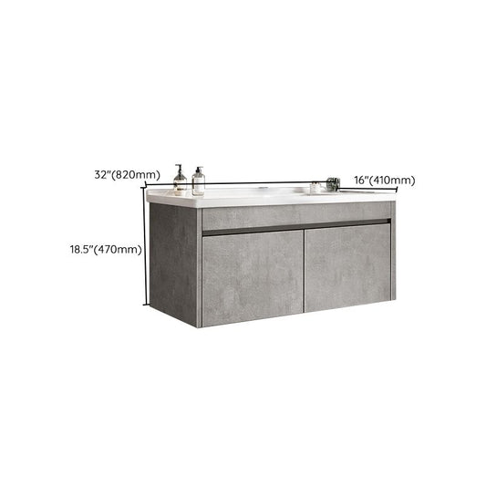 Gray Modern Bathroom Vanity Single-Sink Rectangular Wall Mount Vanity Set Clearhalo 'Bathroom Remodel & Bathroom Fixtures' 'Bathroom Vanities' 'bathroom_vanities' 'Home Improvement' 'home_improvement' 'home_improvement_bathroom_vanities' 1200x1200_b6acbacf-7560-44a4-86f2-7f720b446b22