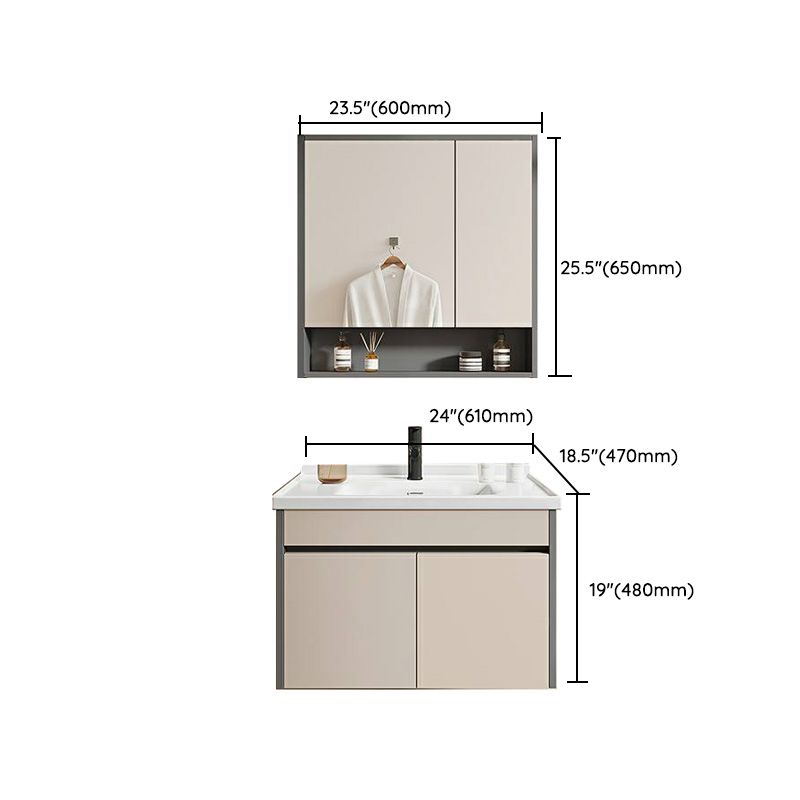 Contemporary Bathroom Sink Vanity Wall Mount Open Shelf with Soft Close Door Clearhalo 'Bathroom Remodel & Bathroom Fixtures' 'Bathroom Vanities' 'bathroom_vanities' 'Home Improvement' 'home_improvement' 'home_improvement_bathroom_vanities' 1200x1200_b6c2eb8b-d272-40ab-a207-a996577ee5d3