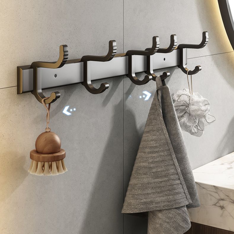 Contemporary Bath Hardware Set Matte Black Bathroom Set with Robe Hooks/Towel Bar Clearhalo 'Bathroom Hardware Sets' 'Bathroom Hardware' 'Bathroom Remodel & Bathroom Fixtures' 'bathroom_hardware_sets' 'Home Improvement' 'home_improvement' 'home_improvement_bathroom_hardware_sets' 1200x1200_b6c9974f-98a1-42bf-84f3-4ccc6e7ce6f7