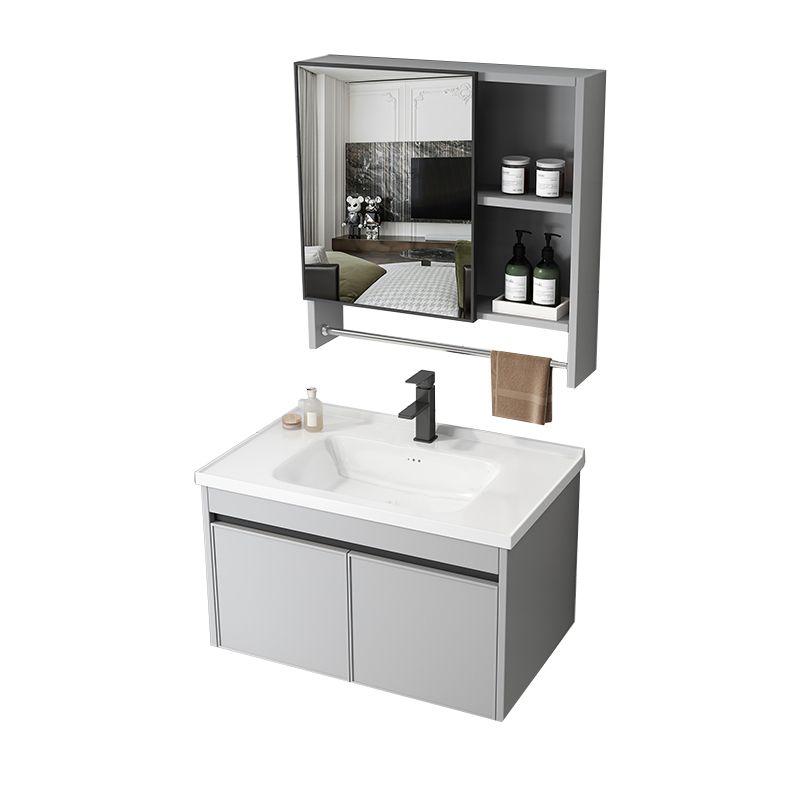 Single Sink Modern Bathroom Vanity Gray Metal Frame Wall Mount Vanity Set Clearhalo 'Bathroom Remodel & Bathroom Fixtures' 'Bathroom Vanities' 'bathroom_vanities' 'Home Improvement' 'home_improvement' 'home_improvement_bathroom_vanities' 1200x1200_b6d9a095-1d51-46b3-8f07-ddfb51b31978