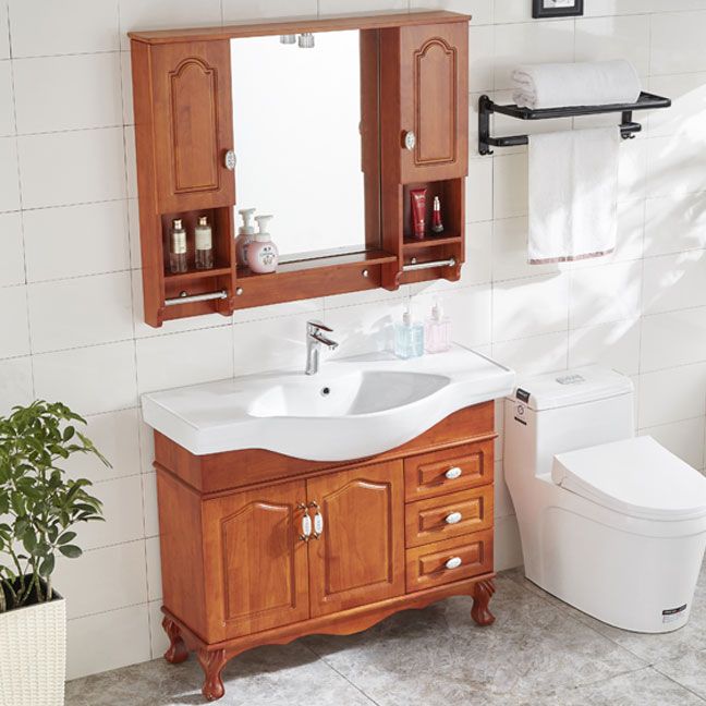 Traditional Freestanding Bathroom Sink Vanity Wood Sink Vanity with Mirror Clearhalo 'Bathroom Remodel & Bathroom Fixtures' 'Bathroom Vanities' 'bathroom_vanities' 'Home Improvement' 'home_improvement' 'home_improvement_bathroom_vanities' 1200x1200_b6e2066a-2e3f-4962-a9f1-cd9d9ead48ea