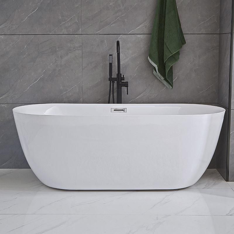 Modern Ellipse Acrylic Bathtub Freestanding Soaking Bathtub with Overflow Hole Clearhalo 'Bathroom Remodel & Bathroom Fixtures' 'Bathtubs' 'Home Improvement' 'home_improvement' 'home_improvement_bathtubs' 'Showers & Bathtubs' 1200x1200_b6f51ef1-f868-4c56-a5a6-c7e2abde9c0d