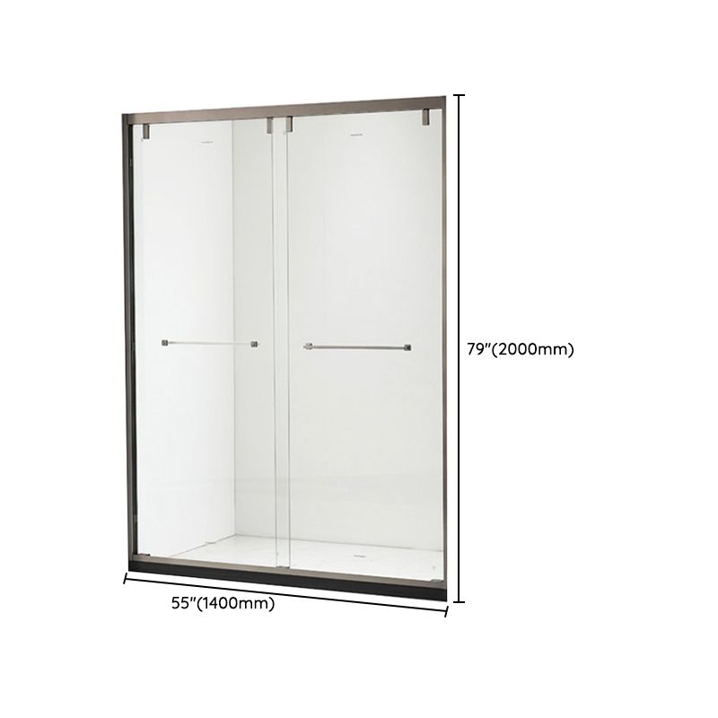 Double Sliding Semi Frameless Shower Bath Door Stainless Steel Handle Shower Door Clearhalo 'Bathroom Remodel & Bathroom Fixtures' 'Home Improvement' 'home_improvement' 'home_improvement_shower_tub_doors' 'Shower and Tub Doors' 'shower_tub_doors' 'Showers & Bathtubs' 1200x1200_b704b6f1-934f-44a6-ad8d-e1e36b19bc37