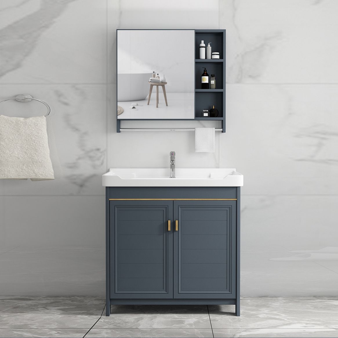 Glam Freestanding Bathroom Vanity Blue Metal Frame Single-Sink Vanity Set Clearhalo 'Bathroom Remodel & Bathroom Fixtures' 'Bathroom Vanities' 'bathroom_vanities' 'Home Improvement' 'home_improvement' 'home_improvement_bathroom_vanities' 1200x1200_b7056dcd-60cd-496d-9b5d-3f6d0b281fdc