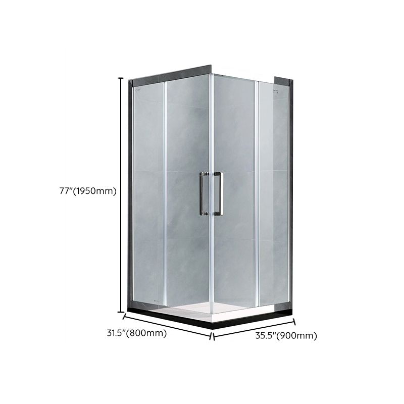 Framed Tempered Glass Shower Kit Corner Double Sliding Shower Kit Clearhalo 'Bathroom Remodel & Bathroom Fixtures' 'Home Improvement' 'home_improvement' 'home_improvement_shower_stalls_enclosures' 'Shower Stalls & Enclosures' 'shower_stalls_enclosures' 'Showers & Bathtubs' 1200x1200_b7123cc2-86d6-451b-a568-836f1e2cf8be