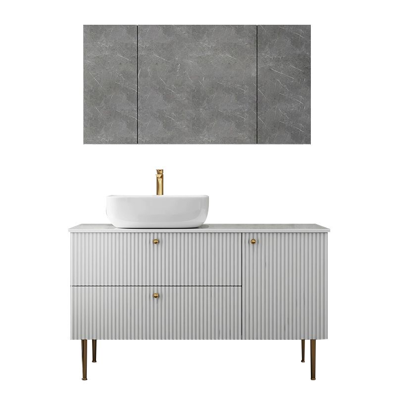 White Free-standing Standard Modern Oval Open Console with Sink Set Clearhalo 'Bathroom Remodel & Bathroom Fixtures' 'Bathroom Vanities' 'bathroom_vanities' 'Home Improvement' 'home_improvement' 'home_improvement_bathroom_vanities' 1200x1200_b7291cb1-850d-4b8d-98a1-28a61c164c8b