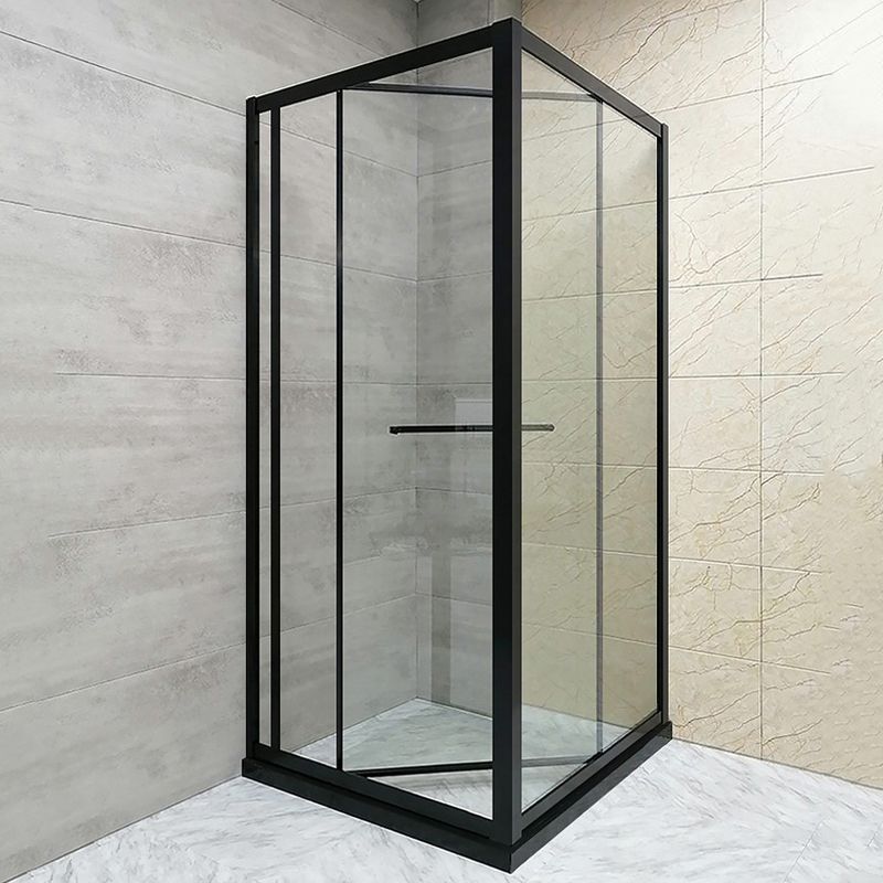 Shower Enclosure Black Hinged Corner Square Clear Shower Stall Clearhalo 'Bathroom Remodel & Bathroom Fixtures' 'Home Improvement' 'home_improvement' 'home_improvement_shower_stalls_enclosures' 'Shower Stalls & Enclosures' 'shower_stalls_enclosures' 'Showers & Bathtubs' 1200x1200_b734db8c-c445-4348-8c07-29300e839714