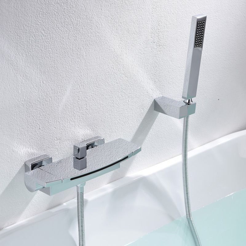 Bathtub Faucet Waterfall Rod Handle Wall Mounted Bathroom Faucet Clearhalo 'Bathroom Remodel & Bathroom Fixtures' 'Bathtub Faucets' 'bathtub_faucets' 'Home Improvement' 'home_improvement' 'home_improvement_bathtub_faucets' 1200x1200_b7ce6bd5-077a-49e1-b3c7-a4a007ad3b0f