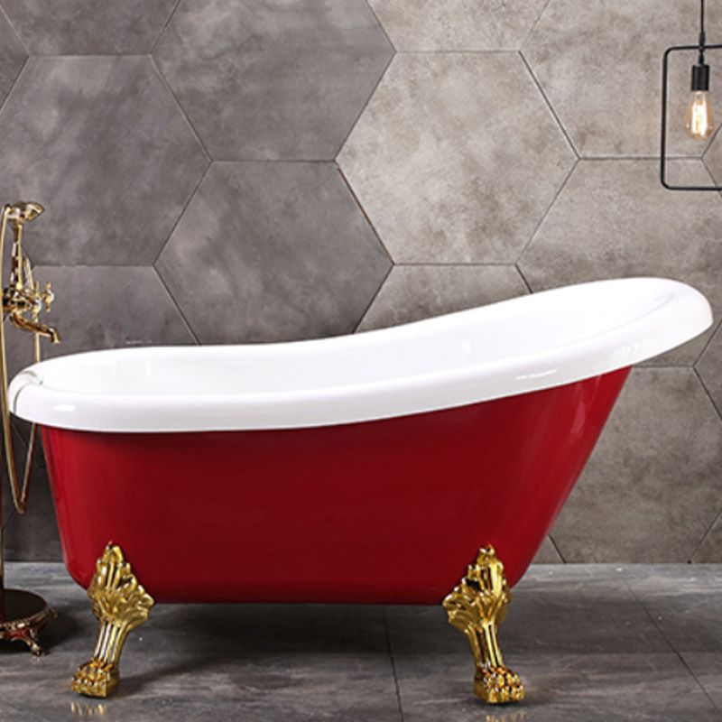 Modern Acrylic Bathtub Back to Wall with Golden Feet and Drain Bath Tub for Bathroom Clearhalo 'Bathroom Remodel & Bathroom Fixtures' 'Bathtubs' 'Home Improvement' 'home_improvement' 'home_improvement_bathtubs' 'Showers & Bathtubs' 1200x1200_b7cefc29-c917-4ebe-8357-ee715a501f25