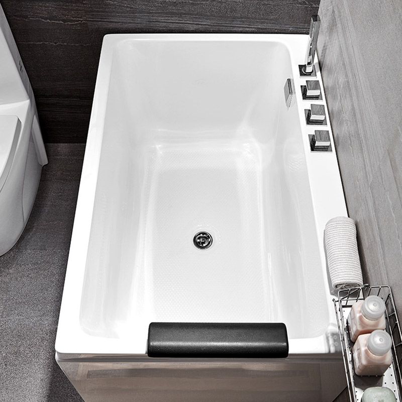 Acrylic Rectangular Bath Tub with Faucet Modern White Tub with Internal Drain Clearhalo 'Bathroom Remodel & Bathroom Fixtures' 'Bathtubs' 'Home Improvement' 'home_improvement' 'home_improvement_bathtubs' 'Showers & Bathtubs' 1200x1200_b7f23c27-dc26-4e3f-960c-6e53e741498c