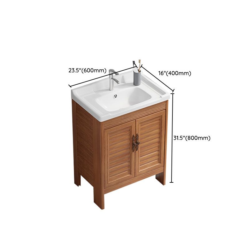 Rectangle Vanity Set Metal Frame Mirror Freestanding 2 Doors Single Sink Bath Vanity Clearhalo 'Bathroom Remodel & Bathroom Fixtures' 'Bathroom Vanities' 'bathroom_vanities' 'Home Improvement' 'home_improvement' 'home_improvement_bathroom_vanities' 1200x1200_b8343f0f-7eab-4024-a760-f8534222a5c7