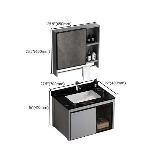 Single Bathroom Vanity Modern Gray Metal Base Wall Mount Rectangular Vanity Set Clearhalo 'Bathroom Remodel & Bathroom Fixtures' 'Bathroom Vanities' 'bathroom_vanities' 'Home Improvement' 'home_improvement' 'home_improvement_bathroom_vanities' 1200x1200_b872ece0-512c-4d62-881c-b8c4132cb3a1