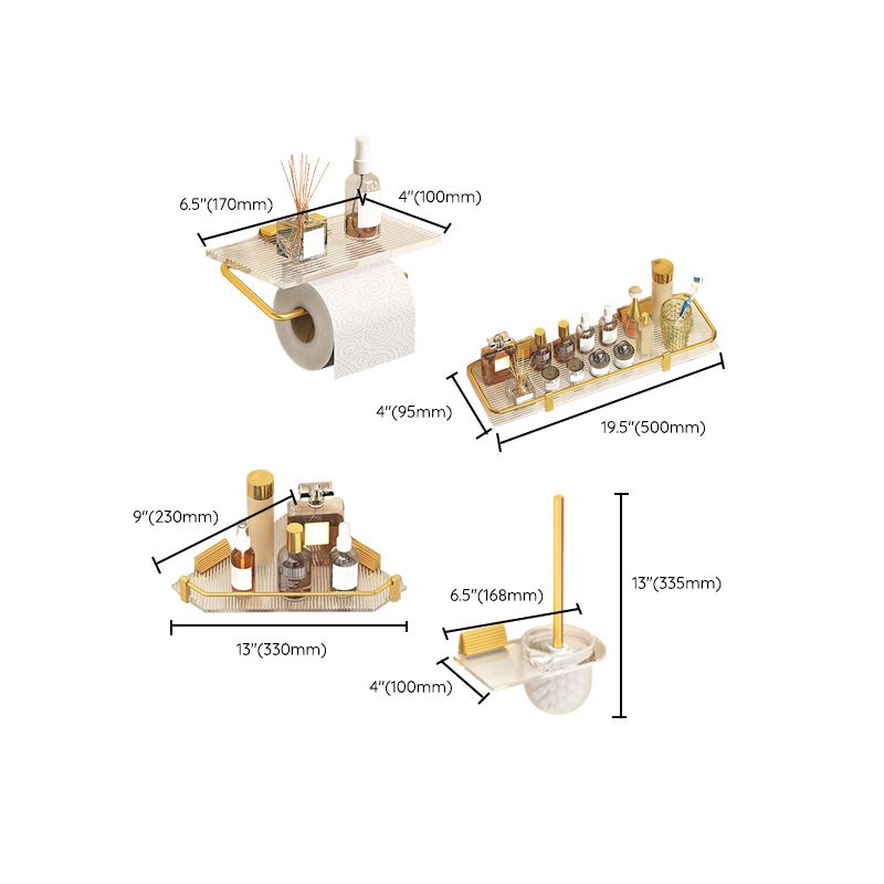 Modern 7-Piece Bathroom Accessory Set Metal Bathroom Set in Gold Clearhalo 'Bathroom Hardware Sets' 'Bathroom Hardware' 'Bathroom Remodel & Bathroom Fixtures' 'bathroom_hardware_sets' 'Home Improvement' 'home_improvement' 'home_improvement_bathroom_hardware_sets' 1200x1200_b883ba63-aa6c-439b-aebe-8334e6a4df77